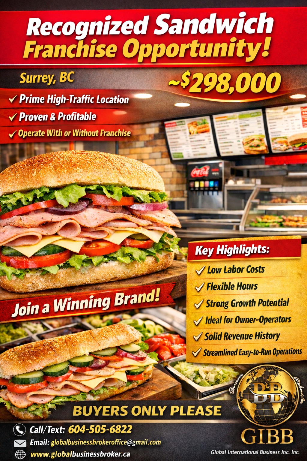 Recognized Sandwich Franchise Opportunity – Surrey, BC